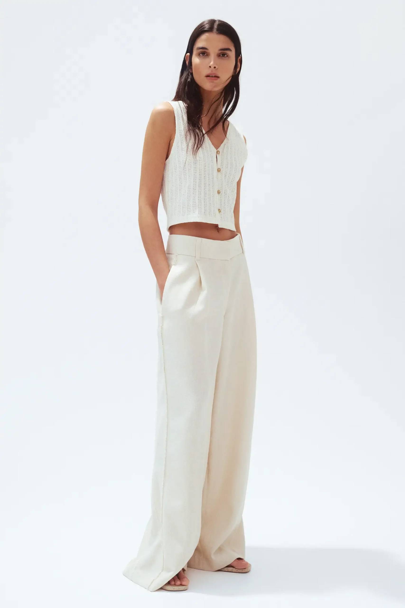 Buttoned Rib Knit Vest